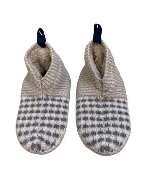Bombas Gripper Slipper Socks‎ Toddler Kids 8-10 Grey White Knit Sherpa Lined